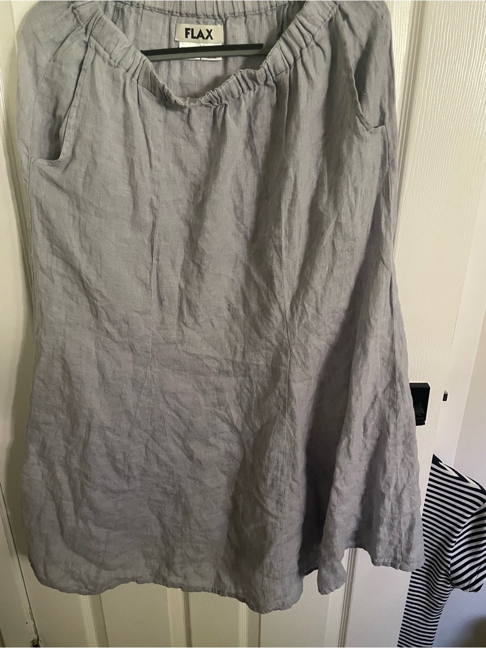 Flax 100% linen flouncy maxi skirt size small FLAWED